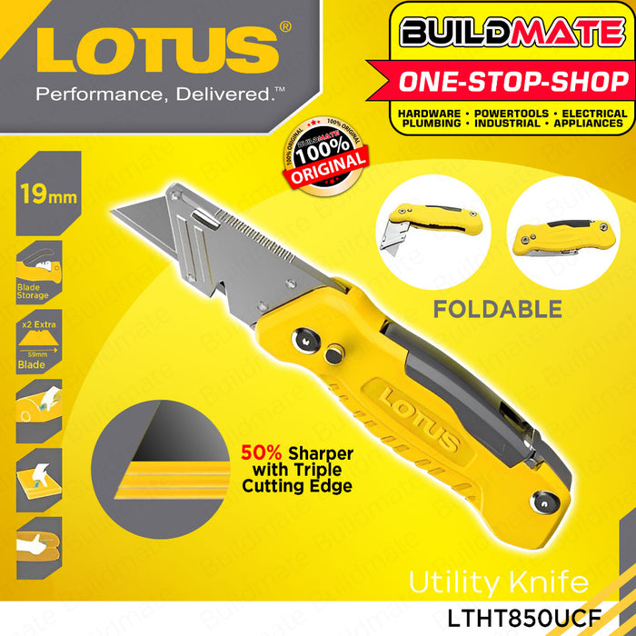 BUILDMATE Lotus Foldable Utility Knife 19MM Handy Cutter Retractable Razor Cutting Tools LTHT850UCF