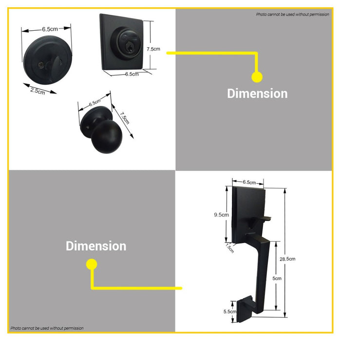 BUILDMATE Pololock Entrance Handle Set SINGLE Lock Doorknob Handleset for Main Door Lockset PL88027