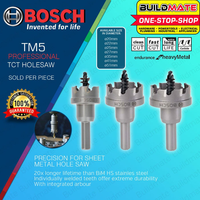 BUILDMATE Bosch TCT Hole Saw for Drilling Metal / Stainless 20MM - 51MM Tungsten Carbide Sawing BAX