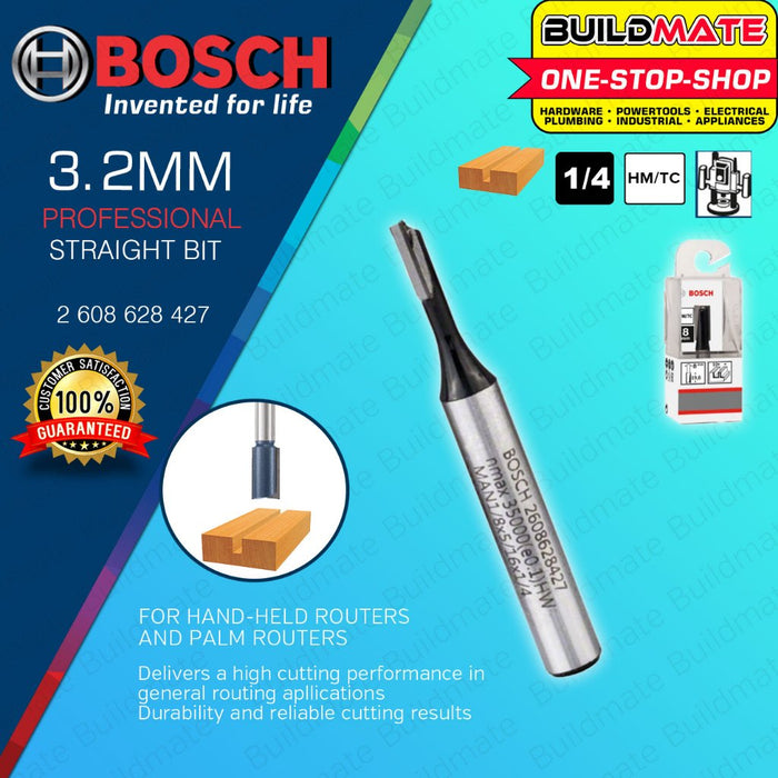 BOSCH Router Straight Bit 1/4" Inch Shank Standard for Wood Handheld Palm Routers •BUILDMATE• BAX