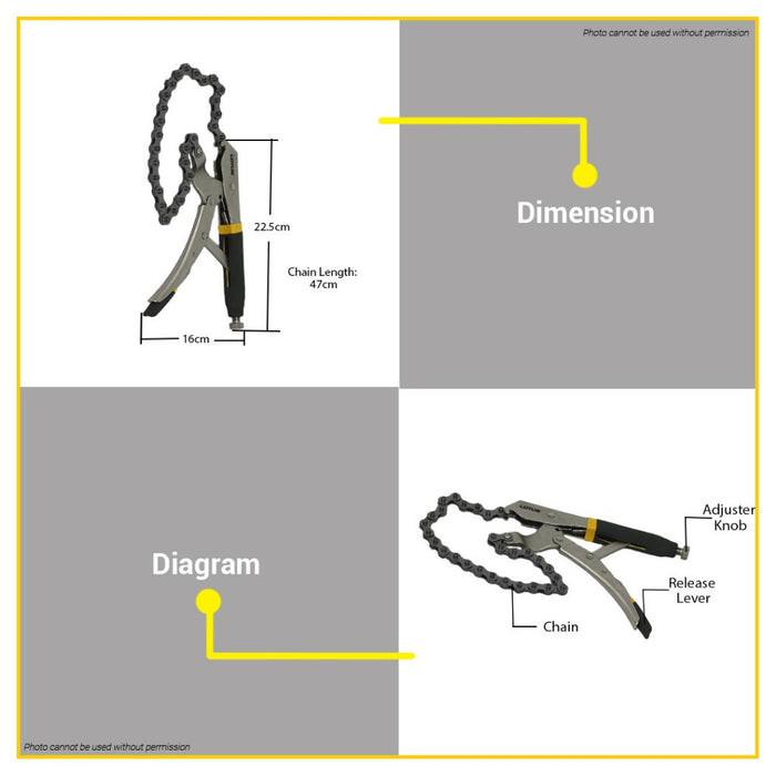 BUILDMATE Lotus Locking Pliers 10C Chain Clamp Alloy Steel Oil Filter Wrench Tools LTHT10CTLP - LHT