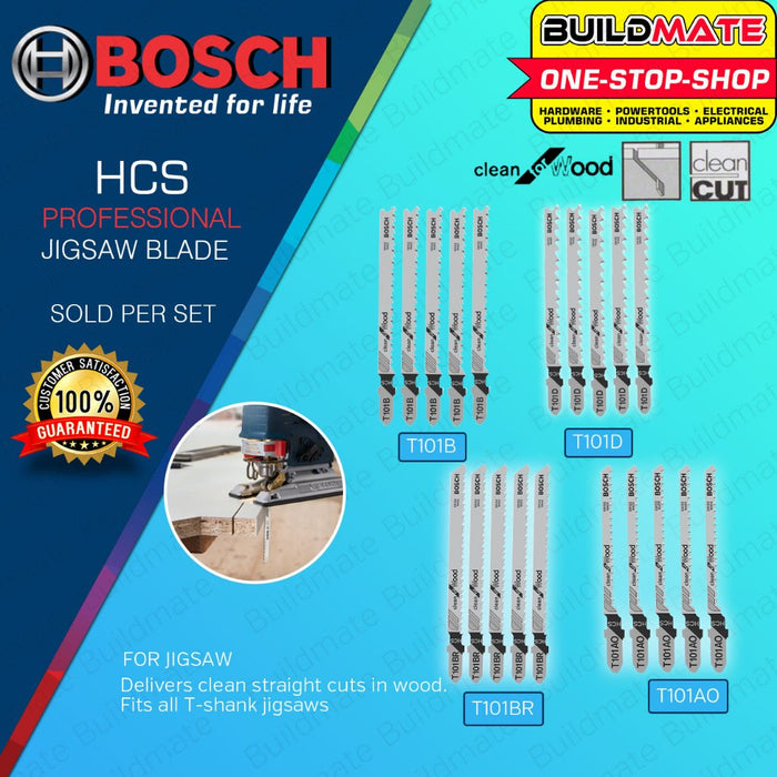 BUILDMATE Bosch 100MM 5PCS Jigsaw Blade Set HCS Straight Cut Saw Blades Clean for Wood Cutting - BAX