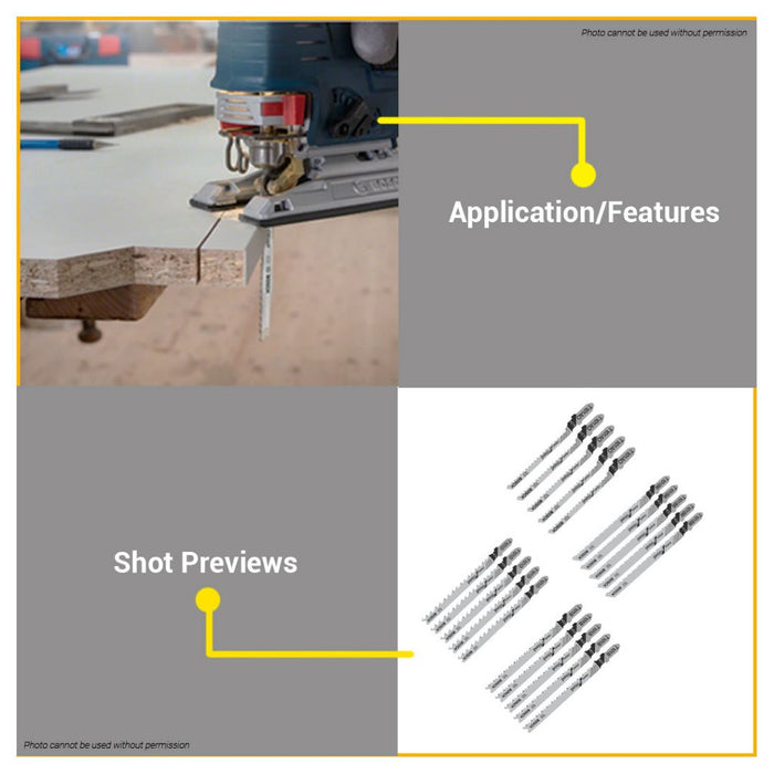 BUILDMATE Bosch 100MM 5PCS Jigsaw Blade Set HCS Straight Cut Saw Blades Clean for Wood Cutting - BAX