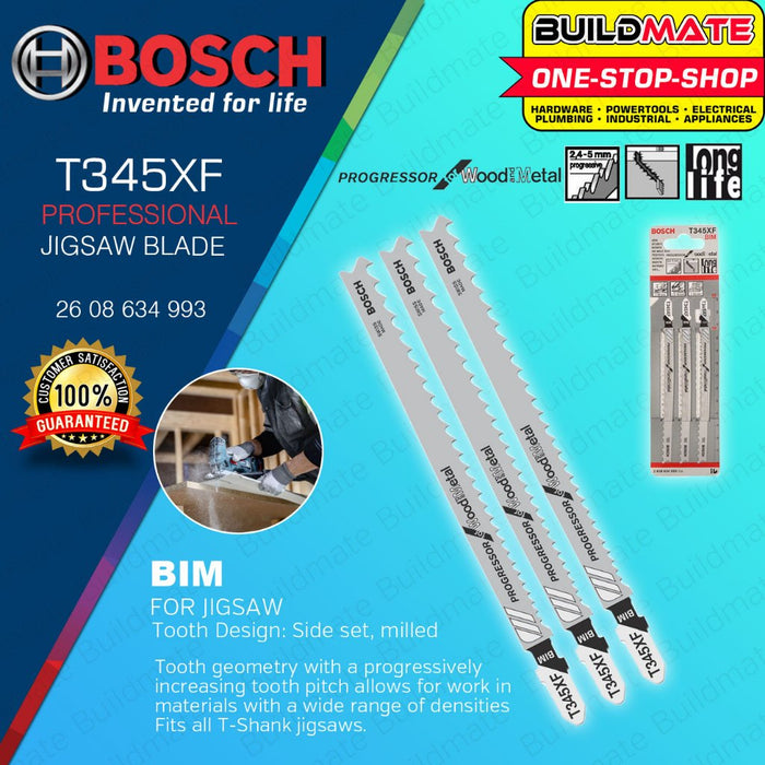 BUILDMATE Bosch 132MM 3PCS Jigsaw Blade Set BIM Saw Blade Progressor for Wood & Metal 2608634993 BAX