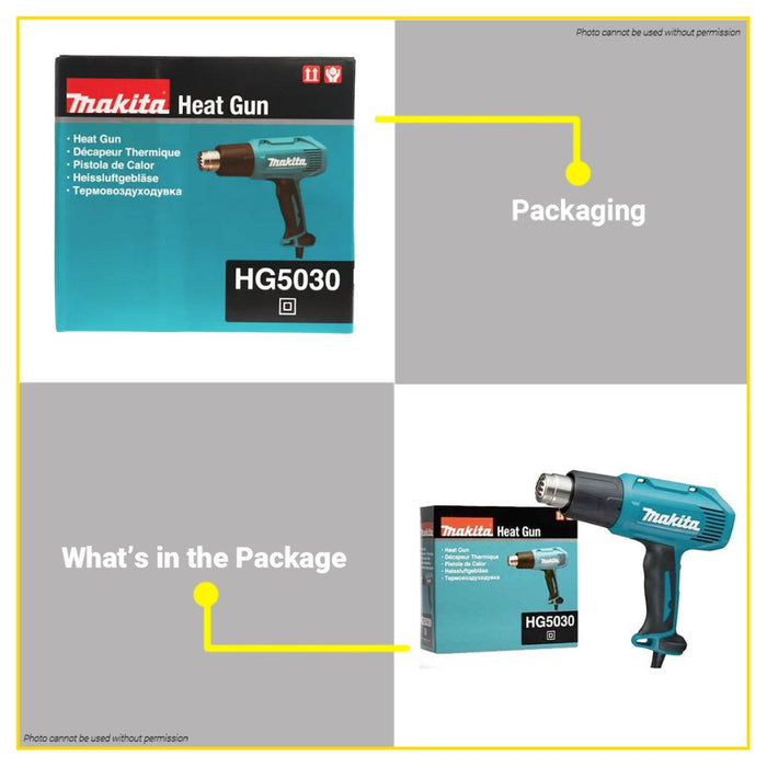 BUILDMATE Makita 1600W Hot Air Heat Gun with High & Low Switch Hot Blower Bottle Plastic Shrink Heater HG5030B