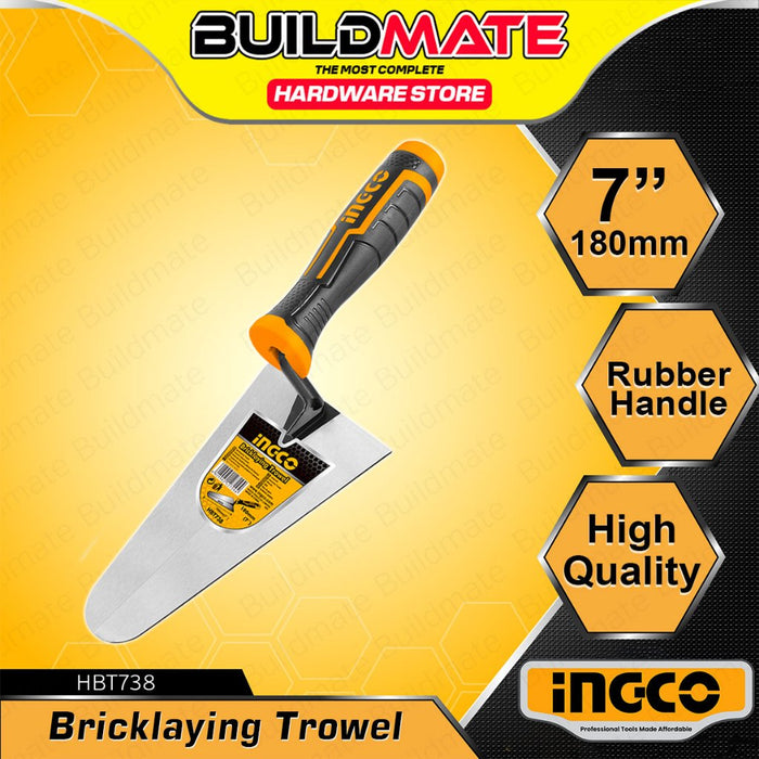 BUILDMATE Ingco Bricklaying Trowel 7" Inch Plastering Brick Layering Cement Smoothing Masonry Finishing Tool Constructions Trowels - IHT