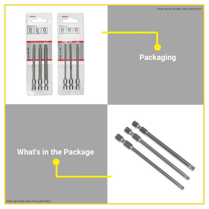 BUILDMATE Bosch 3PCS/SET 89MM Screwdriver Torx Drill Bit Extra Hard for Rotary Drills Drivers - BAX