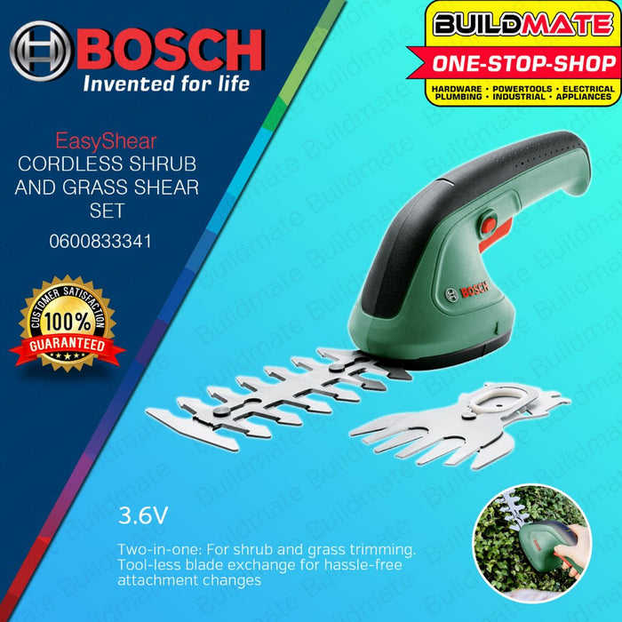 BUILDMATE Bosch 3.6V Cordless Compact Hedge Shrub & Grass Shear Pruner Garden Cutter 0600833341 AQT