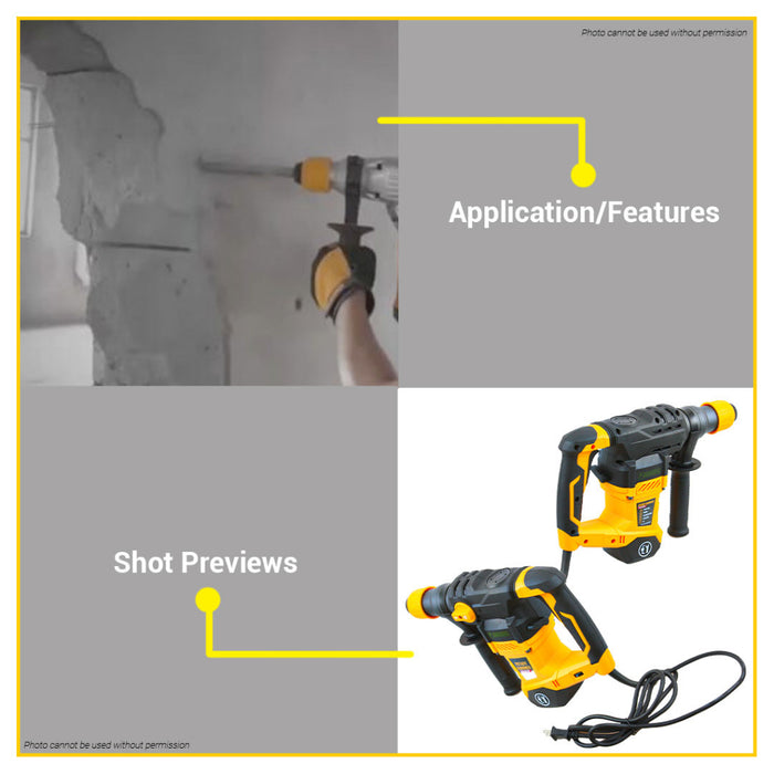 BUILDMATE Powerhouse Rotary Hammer SDS PLUS 1200W / 1300W / 1600W Electric Concrete Breaker Drill Chipping Gun with Case  - PHPT