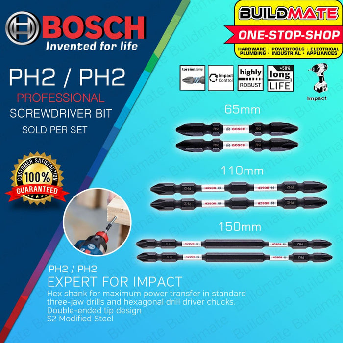 BUILDMATE Bosch 2PCS/SET Double-Ended Screwdriver / Screw Bits 65MM - 150MM Expert for Impact - BAX