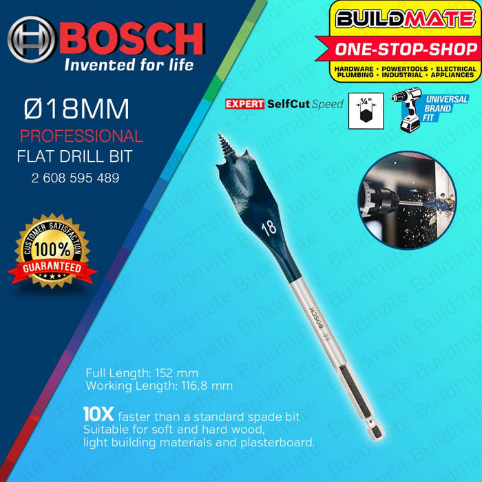 BUILDMATE Bosch 152MM Self Cut Speed Flat Spade Drill Bit 1/4" Hex Shank Drilling 24MM - 40MM - BAX