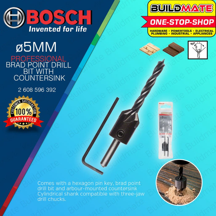 BUILDMATE Bosch Wood Drill Bit with Countersink Drilling Brad Point Counter Sinker 4MM - 8MM - BAX