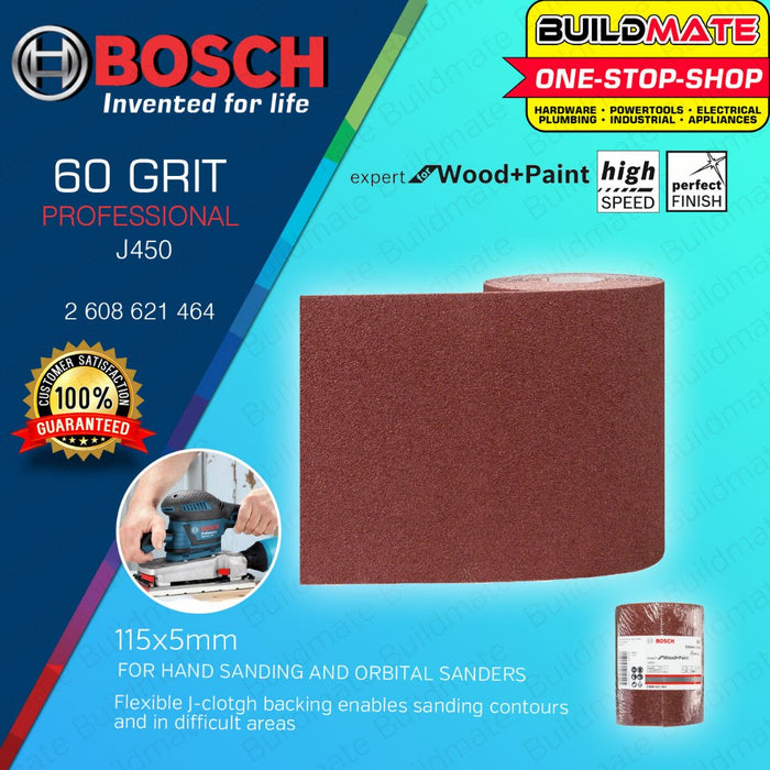 BUILDMATE Bosch 115mmx5m Hand Sanding Sheet Sandpaper Roll J450 Expert for Wood & Paint Sanders BAX