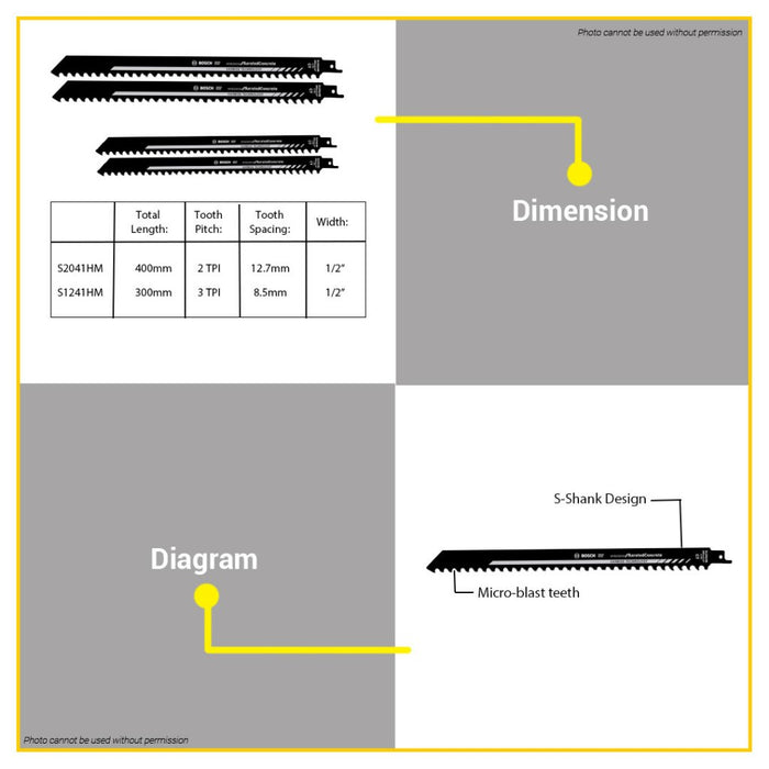 BUILDMATE Bosch 2PCS/SET Reciprocating Saw Blade Endurance for Aerated Concrete S1241HM S2041HM BAX