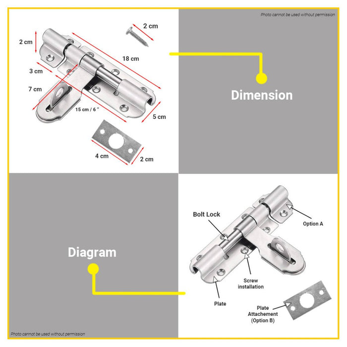 BUILDMATE Pololock Stainless Barrel Bolt with Hasp & Screw 1" | 2" Inch Anti-Theft Door Lock PL88044