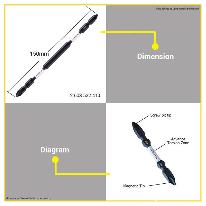 BUILDMATE Bosch 2PCS/SET Double-Ended Screwdriver / Screw Bits 65MM - 150MM Expert for Impact - BAX