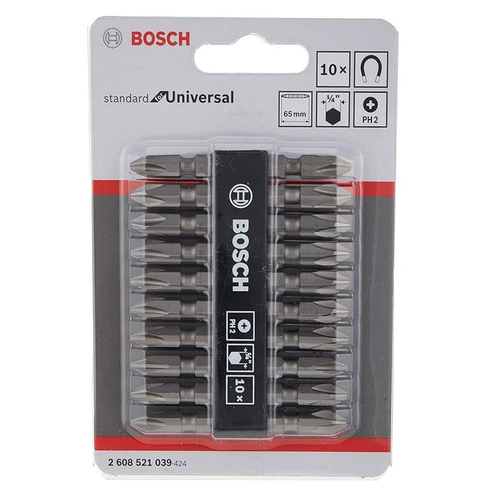 BUILDMATE Bosch 10PCS/SET 65MM Double-Ended Screwdriver / Screw Bits PH2 Magnetic 2608521039 - BAX