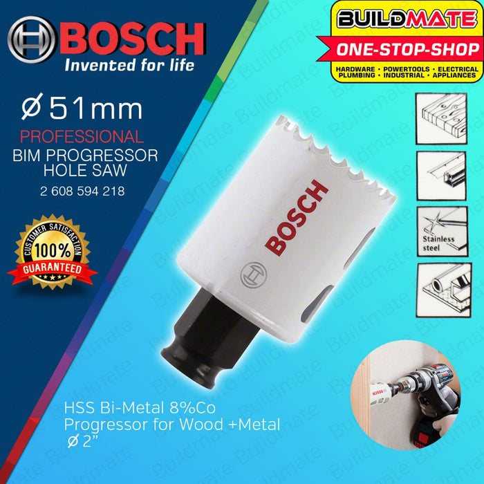 BUILDMATE Bosch BIM Progressor Hole Saw Bi-Metal Power Change Plus 48MM - 152MM for Wood & Metal BAX