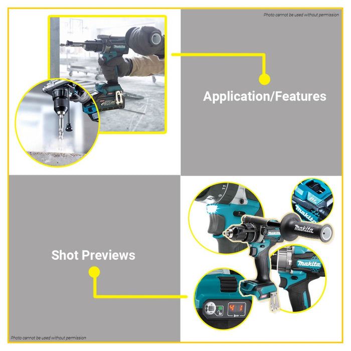 BULDMATE Makita 40V Max Li-Ion Cordless Hammer Driver Drill Reversible Variable Speed XGT HP001GZ