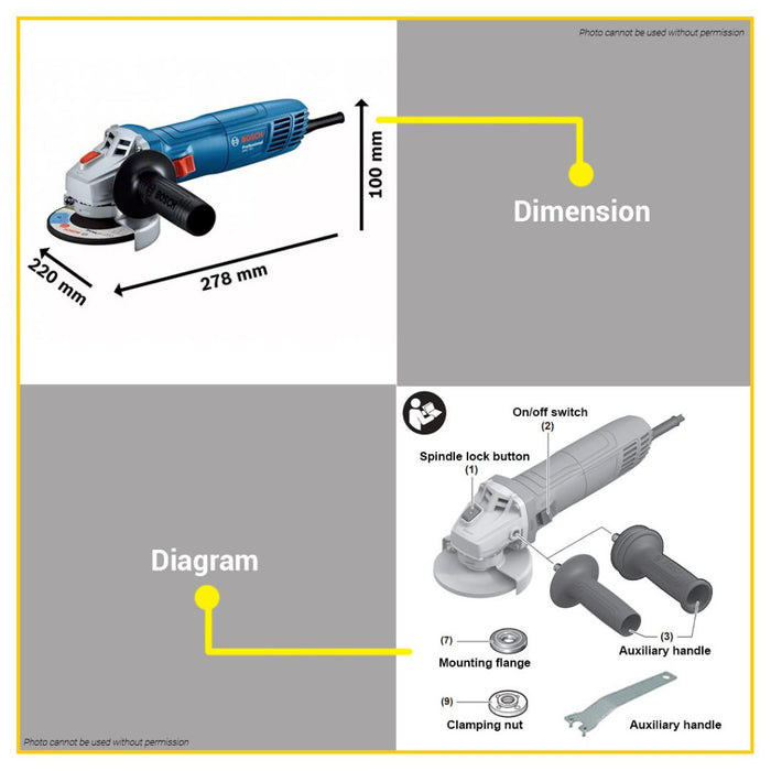 BOSCH 4" Inch Electric Angle Grinder 670W / 710W Mini Grinding Machine Wood Cutting •BUILDMATE• COC