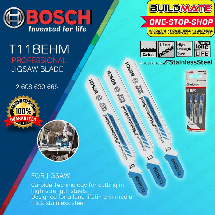 BUILDMATE Bosch 3PCS/SET Jigsaw Blade CT Straight Cuts Endurance for Stainless Steel 2608630665 BAX