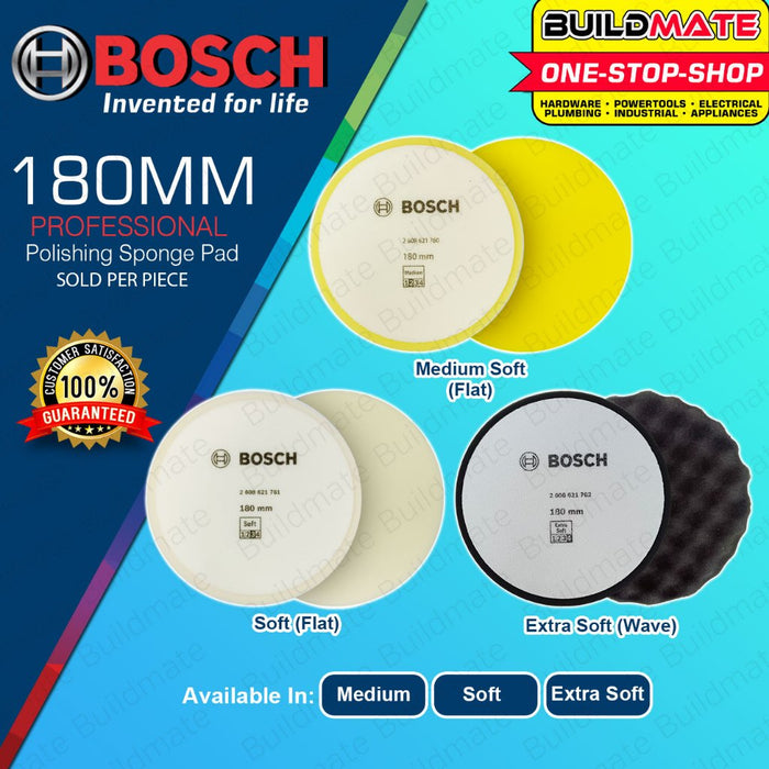 BUILDMATE Bosch 180mm Polishing Sponge Accessories for Polisher with 7" Inch Backing Pad Flat - BAX