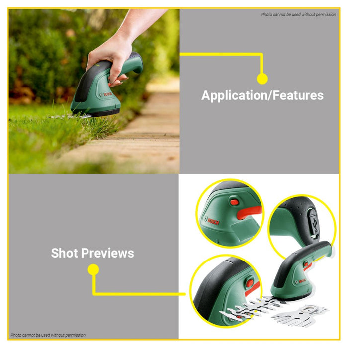 BUILDMATE Bosch 3.6V Cordless Compact Hedge Shrub & Grass Shear Pruner Garden Cutter 0600833341 AQT