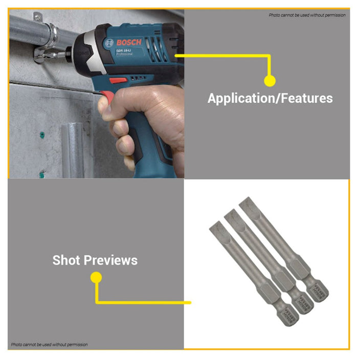 BUILDMATE Bosch 3PCS/SET 49mm Extra Hard Screwdriver Bit Slotted for Rotary Drills / Driver - BAX