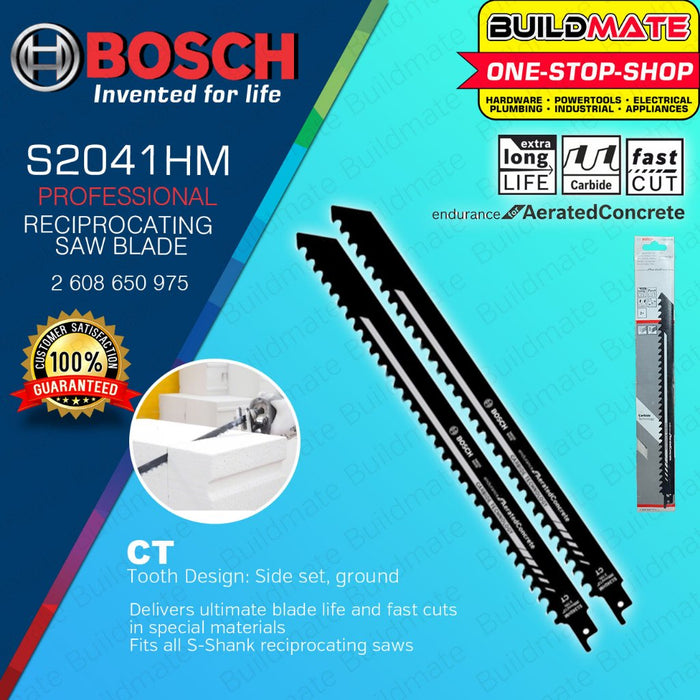 BUILDMATE Bosch 2PCS/SET Reciprocating Saw Blade Endurance for Aerated Concrete S1241HM S2041HM BAX