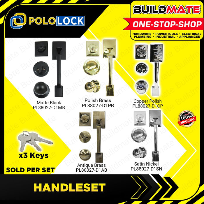 BUILDMATE Pololock Entrance Handle Set SINGLE Lock Doorknob Handleset for Main Door Lockset PL88027