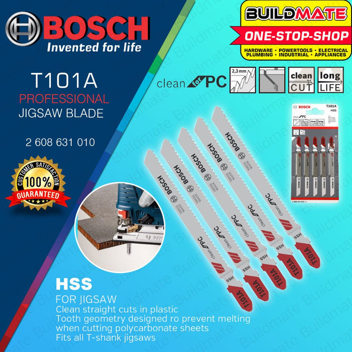 BUILDMATE Bosch 100MM 5PCS Jigsaw Blade Set Saw Blades Clean for PC Perspex Cutting 2608631010 - BAX