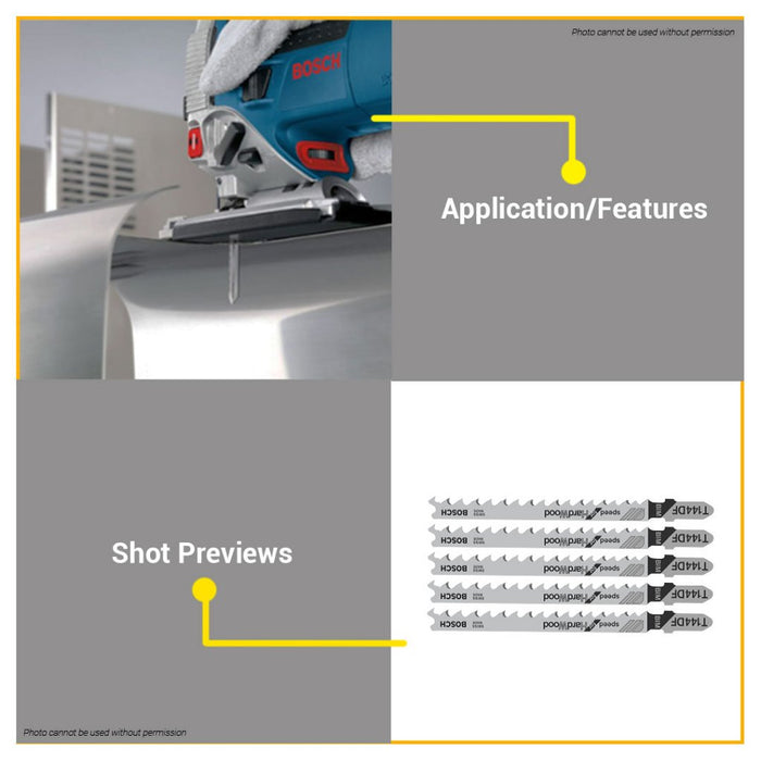 BUILDMATE Bosch 100MM 5PCS Jigsaw Blade Set HCS Saw Blades T144DF Speed for Hard Wood 2608634567 BAX