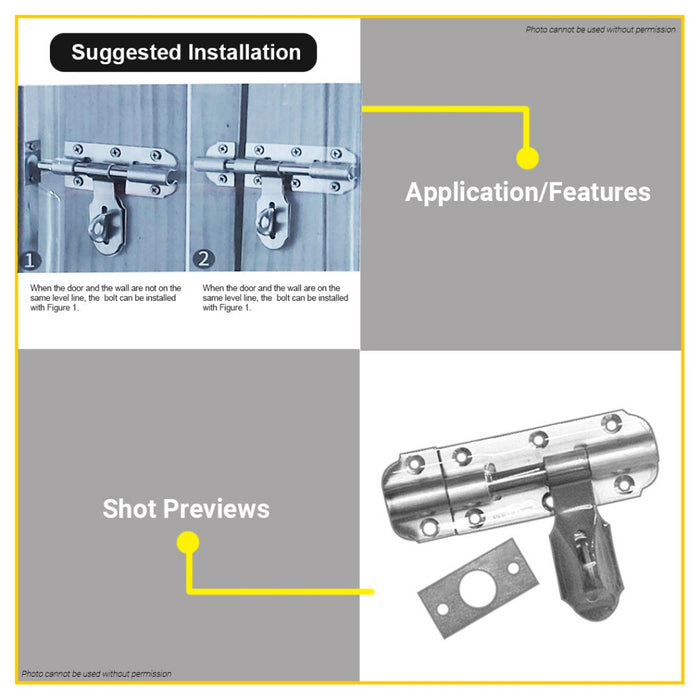 BUILDMATE Pololock Stainless Barrel Bolt with Hasp & Screw 1" | 2" Inch Anti-Theft Door Lock PL88044