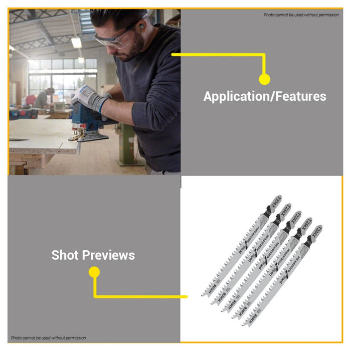 BUILDMATE Bosch 117MM 5PCS Jigsaw Blade Set HCS Saw Blades T234 X Progressor for Wood 2608633528 BAX