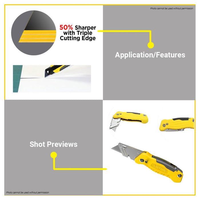 BUILDMATE Lotus Foldable Utility Knife 19MM Handy Cutter Retractable Razor Cutting Tools LTHT850UCF