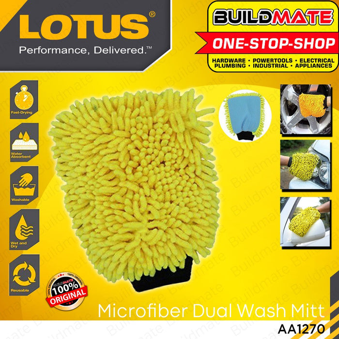 LOTUS Microfiber Dual Wash MITT Cleaning Gloves Cloth AA1270 •BUILDMATE Car Care•