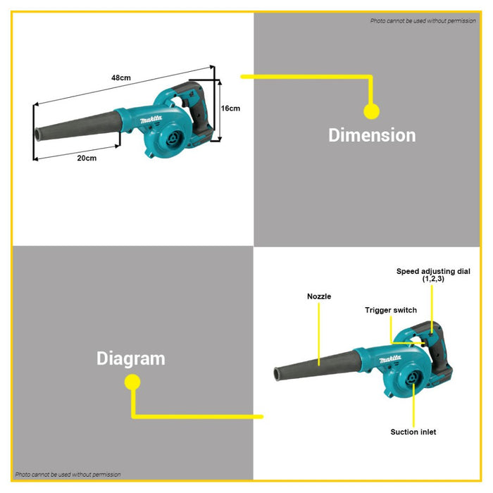 BUILDMATE Makita 18V LXT Lithium-Ion Cordless Blower Variable Speed Handheld Leaf Air Blower DUB185Z