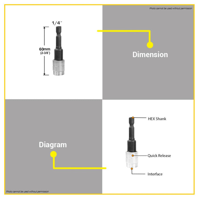 BUILDMATE Ingco Extension Screwdriver Bit Holder 60mm / 80mm With & Without Release Quick Change Adaptor Magnetic Tip ABH10601 | ABH40606 |ABH30801 - IHT