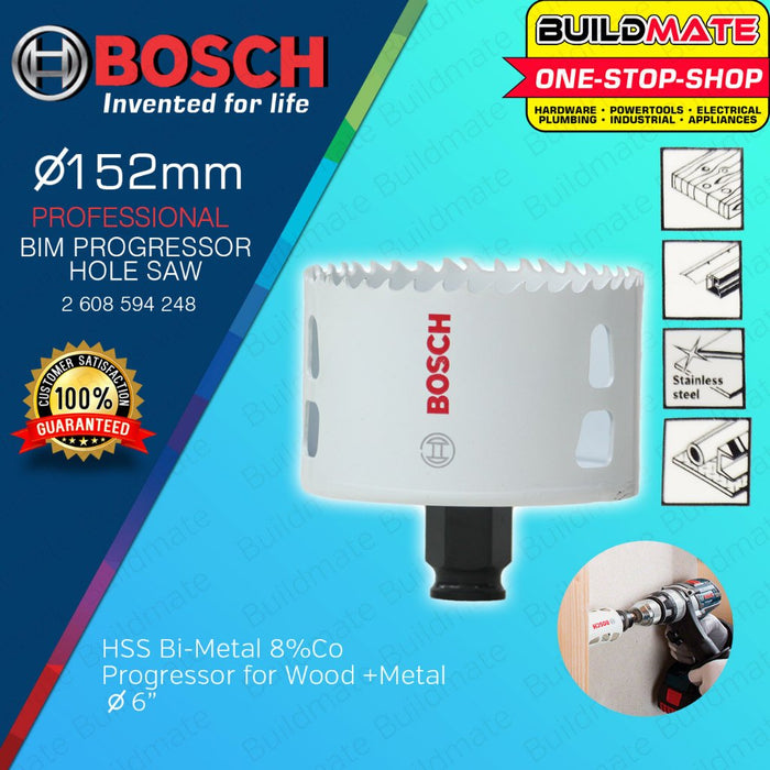 BUILDMATE Bosch BIM Progressor Hole Saw Bi-Metal Power Change Plus 48MM - 152MM for Wood & Metal BAX