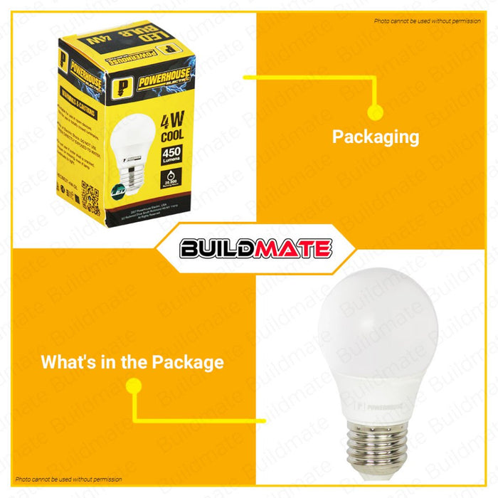 BUILDMATE Powerhouse 4W Electric Led Classic Bulb Indoor Office Light DAYLIGHT 6500K A45 PHECBE27-4W