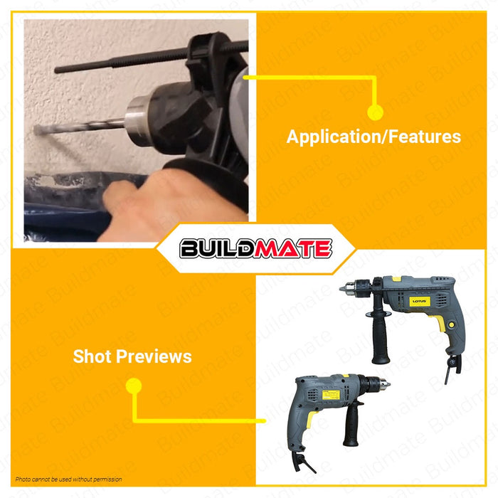 BUILDMATE Lotus Impact Drill Hammer 750W Concrete Drilling & Hamering Impact Barena Power Dill HD750X - LPT