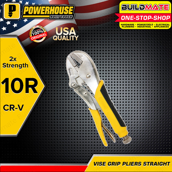 BUILDMATE Powerhouse 10R Vise Grip Curve | Straight 2X Strength Jaw Locking Plier for Twisting PHHT