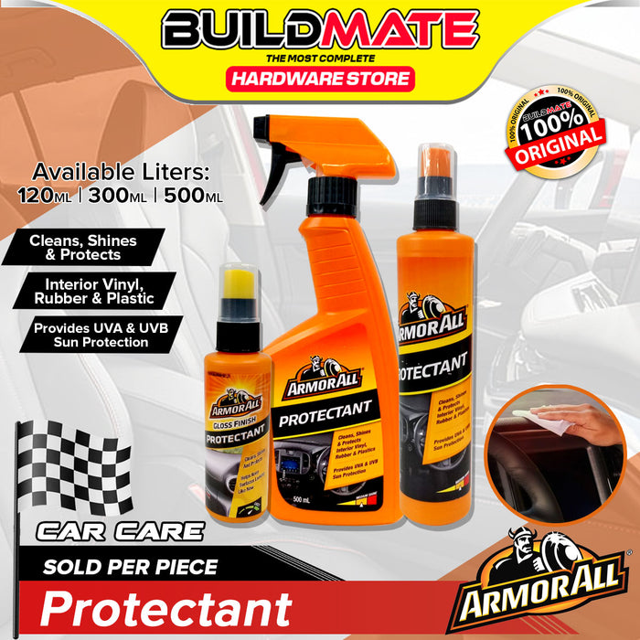 BUILDMATE Armor All Protectant Spray 120ML | 300ML | 500M [SOLD PER PIECE] Gloss Finish Car Care Sprayer Protectant Clean, Shines and Protects Vinyl, Rubber and Plastic Suitable for Automotive Household Usage •