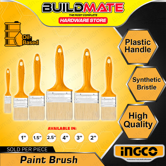 BUILDMATE Ingco Utility Paint Brush 1" - 4" Inch Oil Based Wall Painting Detailing Flat Bristle Brush SOLD PER PIECE - IHT