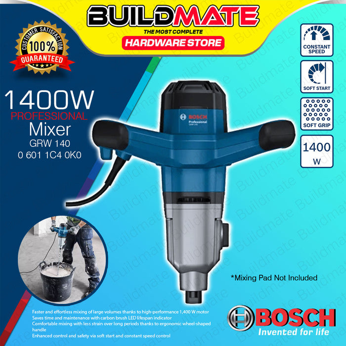 BUILDMATE Bosch Electric Mixer 1400W GRW 140 2-Gear Stirring Mechanism for Cement Mortar Paint Concrete Mixing Machine 06011C40K0 - BPT