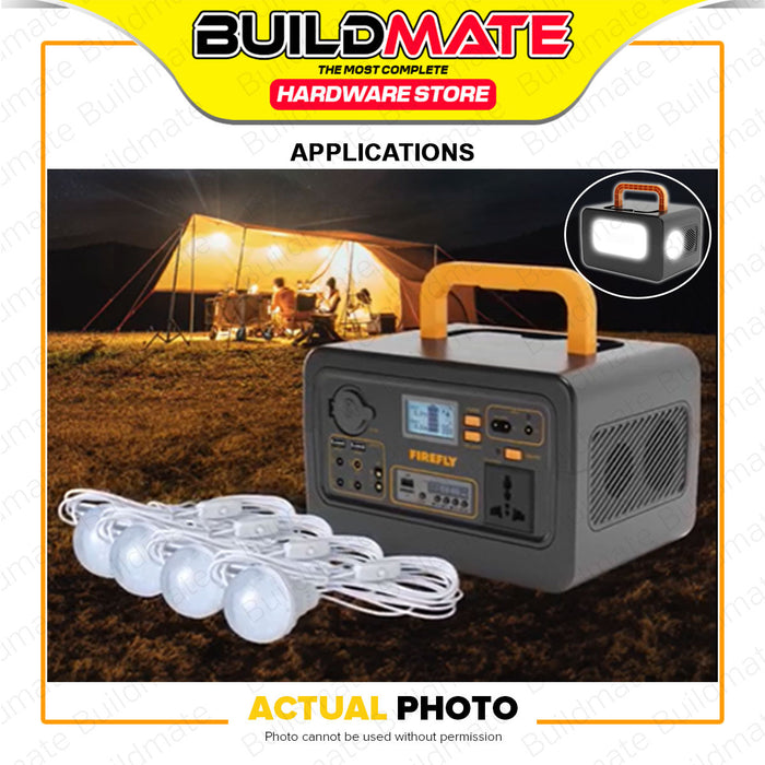 BUILDMATE Firefly Portable Power Station 250W with 4pcs Emergency LED Bulbs and FM Radio Rechargeable Backup Power Supply FEL448