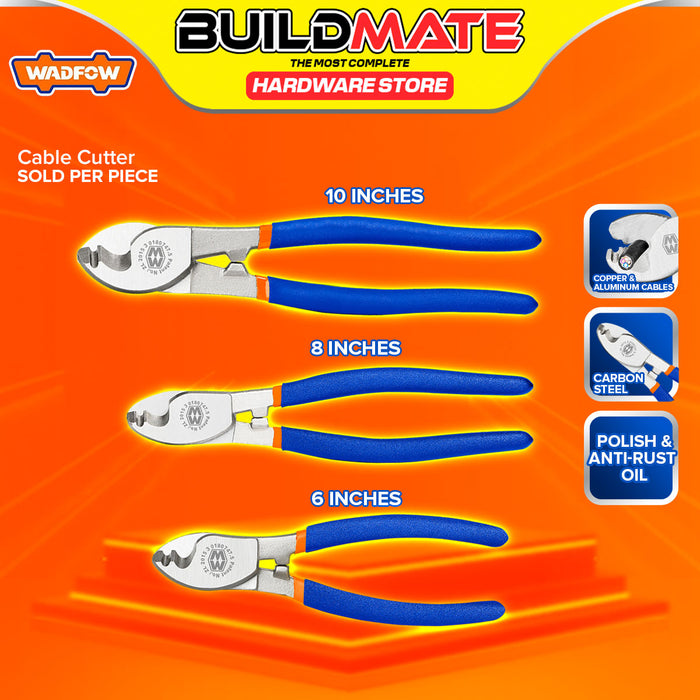 BUILDMATE Wadfow Cable Cutter 6"- 10" Inch Heavy Duty Electrical Wire Cutting Pliers Cable Snips Electrician Lineman Cutter - WHT