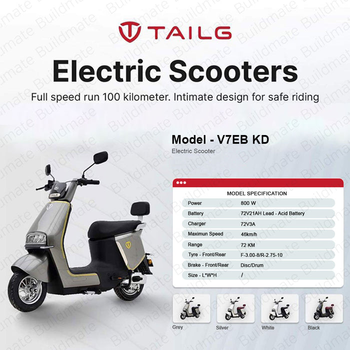 BUILDMATE Tailg Electric Scooters 800W Adult Motor Scooter Commuter Electric Bike Motorcycle V7EB KD