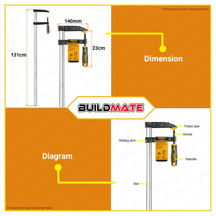 Ingco F-Clamp 140x1200mm HFC021401 100% ORIGINAL / AUTHENTIC •BUILDMATE• IHT