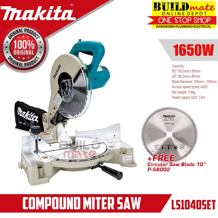 MAKITA Original Compound Miter Saw 260mm 10 1/4" LS1040SET TCT SAW BLADE ALUMINUM PS68002 •BUILDMATE